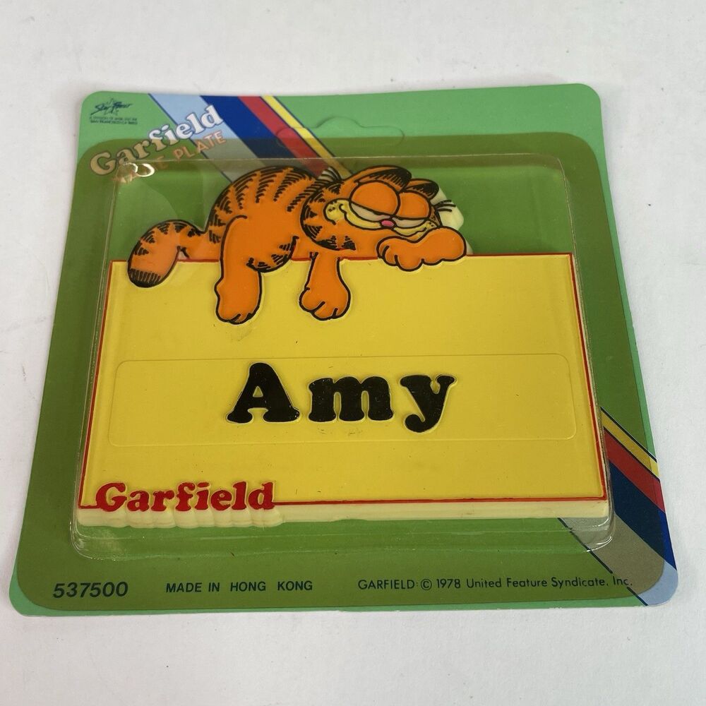 NEW Vintage Garfield Name Plate Amy 1978 RARE, Sealed, Yellow